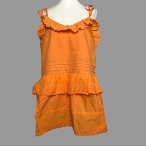 ❤️ M ❤️ NWT Anthro Top Ruffled Eyelet Trim Tie Straps Tank Bows​